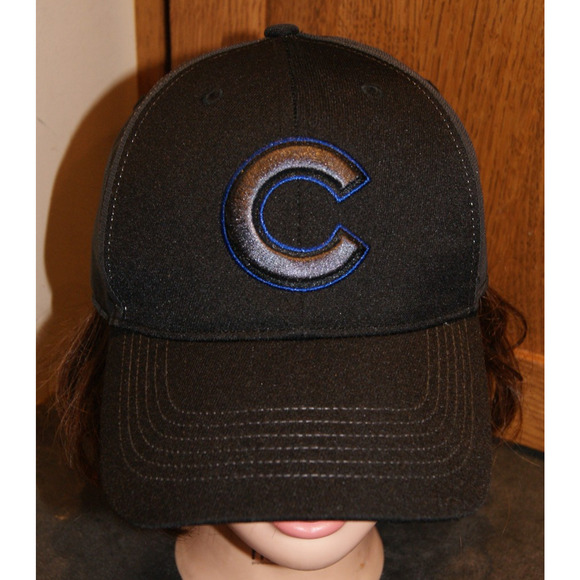 CHICAGO CUBS BLACK LOGO HAT AUTHENTIC MLB BASEBALL TEAM ADJUSTABLE CAP - Picture 1 of 7